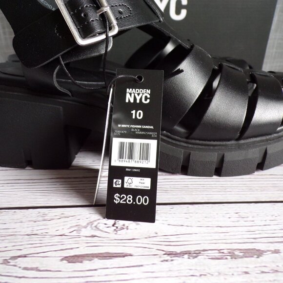 Madden NYC Women's Black Fisherman Block Heel Sandals, Size 10 - Picture 4 of 7